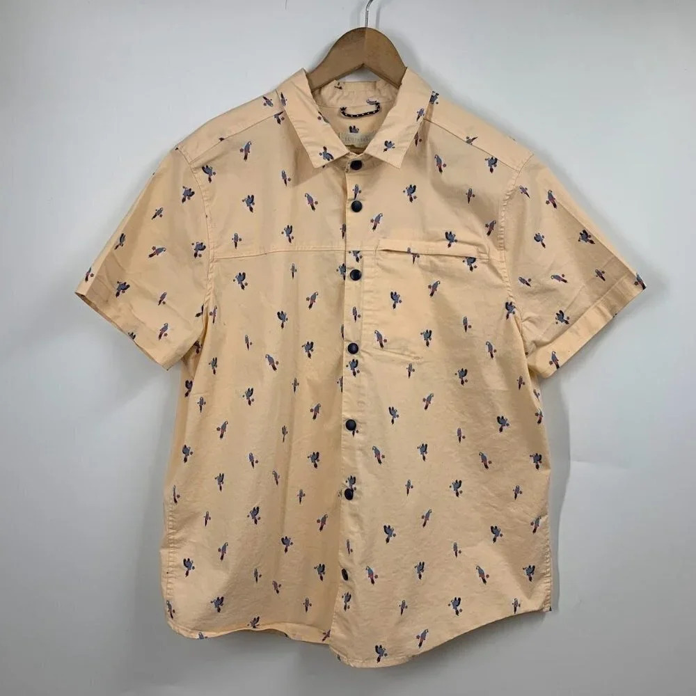 Ecothreads Men's Parrot Pattern Cotton Short Sleeve Button Up Shirt Size‎ XL